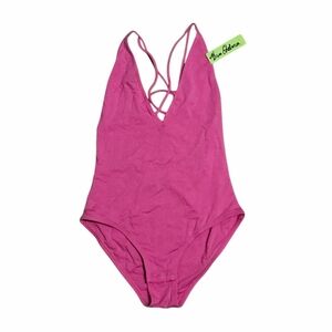 SAM EDELMAN plunge bodysuit Carmine Rose Barbie Pink Womens Large